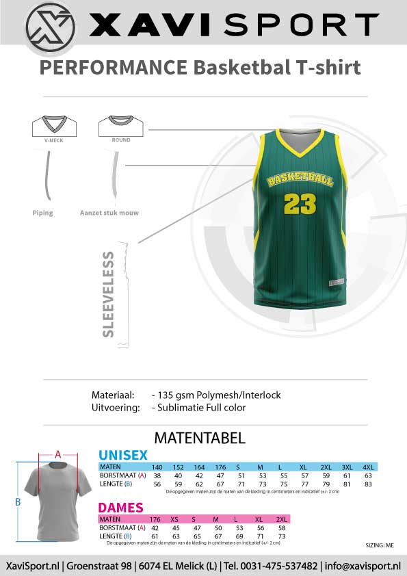 informatieblad basketbal shirts eigen ontwerp