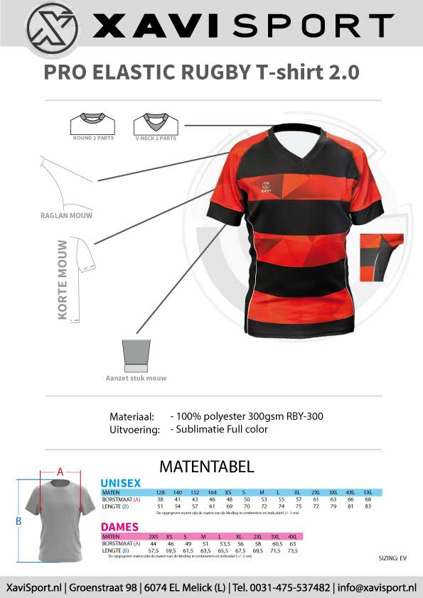 Informatieblad rugby shirt eigen ontwerp
